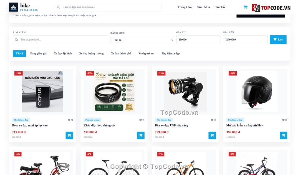 website,bán website,web bán xe đạp